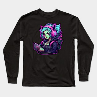 Neon gamer girl Long Sleeve T-Shirt